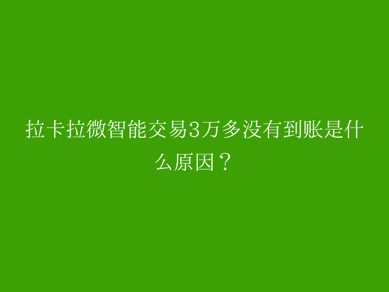 拉卡拉微智能交易3万多没有到账是什么原因？